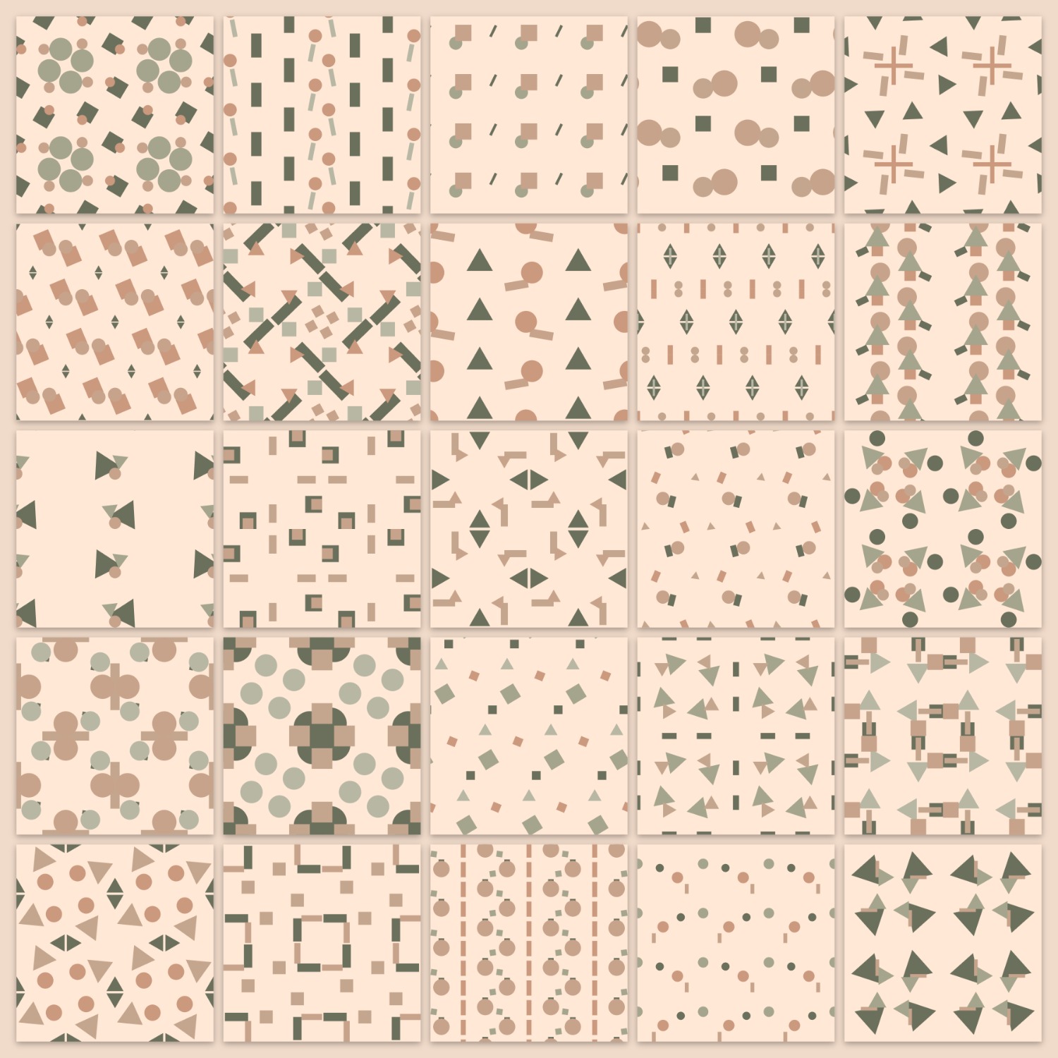5 by 5 neutral-gradient pages on one sheet