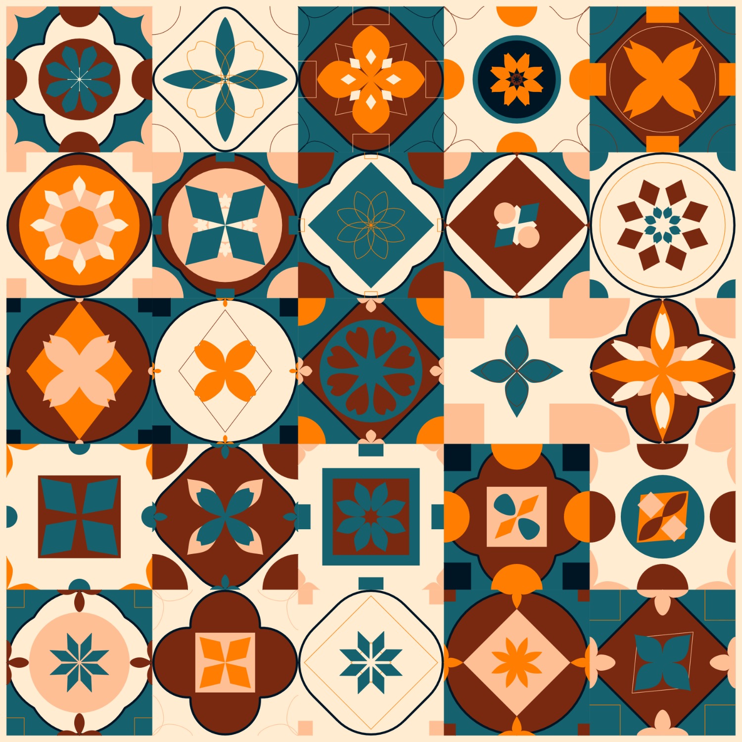 5 by 5 fall-cozy tiles on one sheet